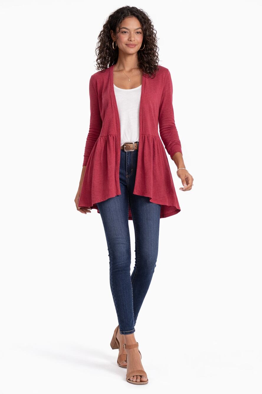 TLA Anthropologie Long Sleeve Open Front Peplum Cardigan Womens Size Small